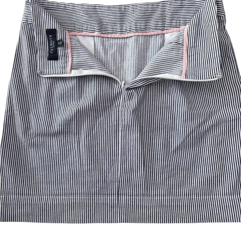 Talbots Petites Striped Skirt Navy White 2P Classic Mini Preppy